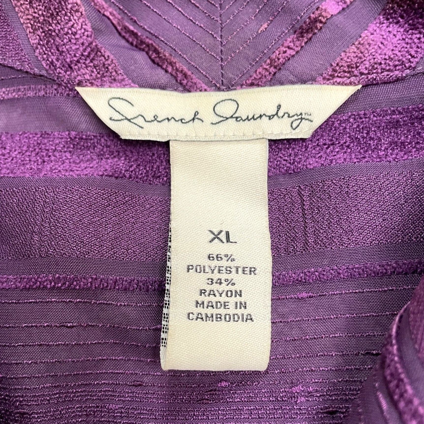 Vintage French Laundry Button Down Shirt Womens XL Purple Striped 3/4 Sleeve Blouse Work Size XL / US 12-14 / IT 48-50 - 4 Thumbnail