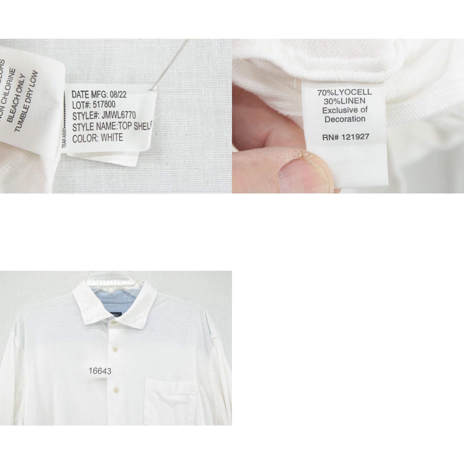 johnnie-O Johnnie-O Top Shelf Shirt Men's XL White Long Sleeve Button Up Beach Stretch Shirt Size US XL / EU 56 / 4 - 8 Thumbnail