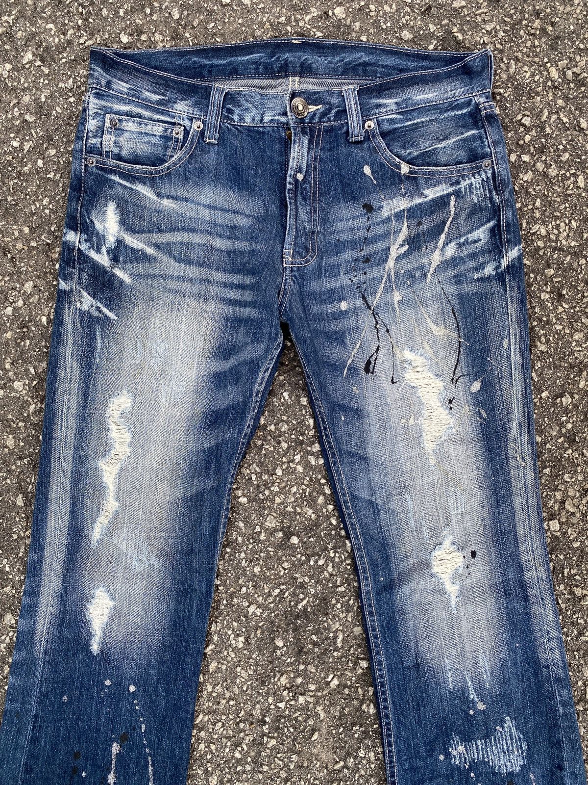If Six Was Nine × Tornado Mart Unbranded Distressed Splatter Flare Denim Size US 33 - 3 Thumbnail