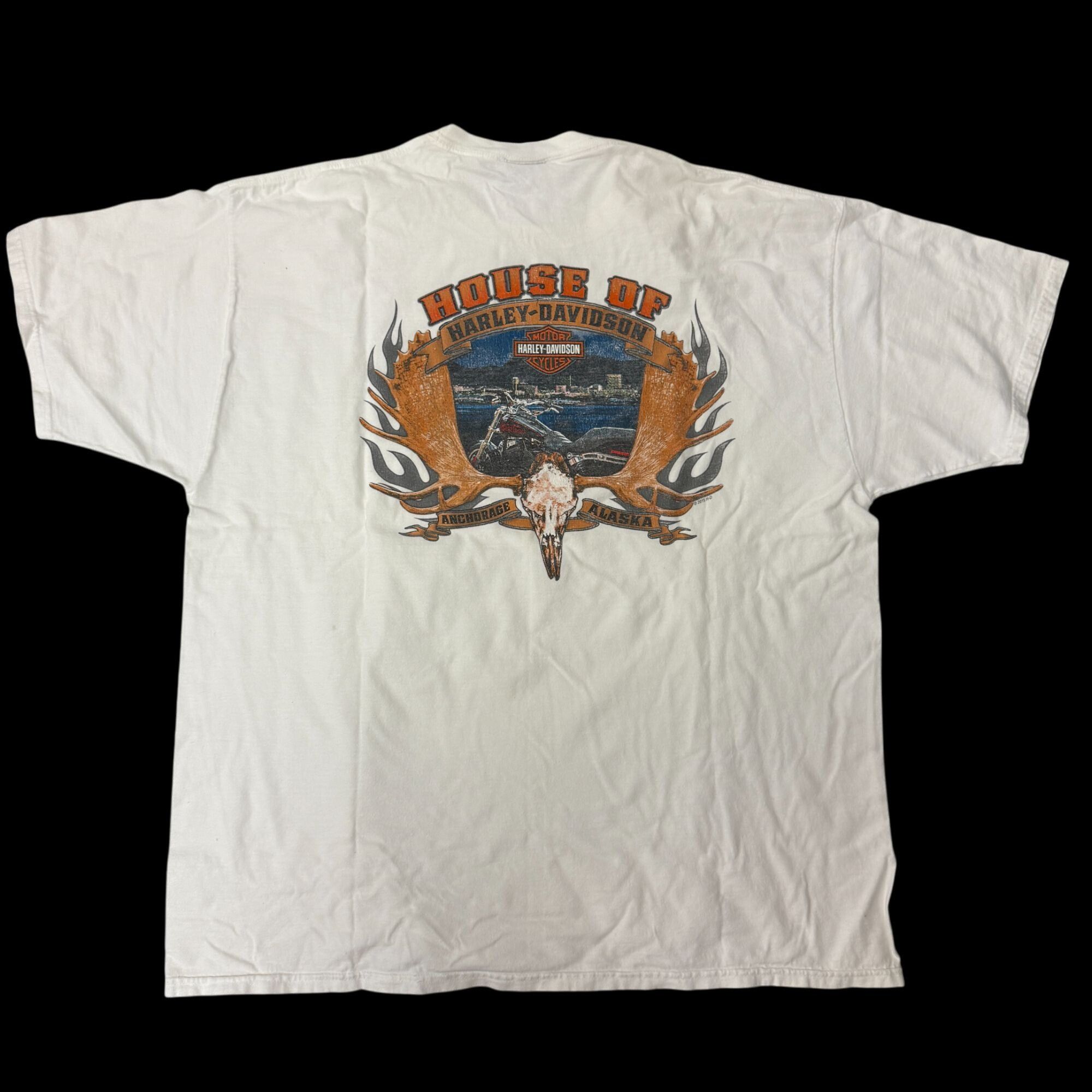 Harley Davidson HD Motorcycle Anchorage ALASKA Biker MOOSE ANTLERS Biker Tee Size US XXL / EU 58 / 5 - 3 Thumbnail