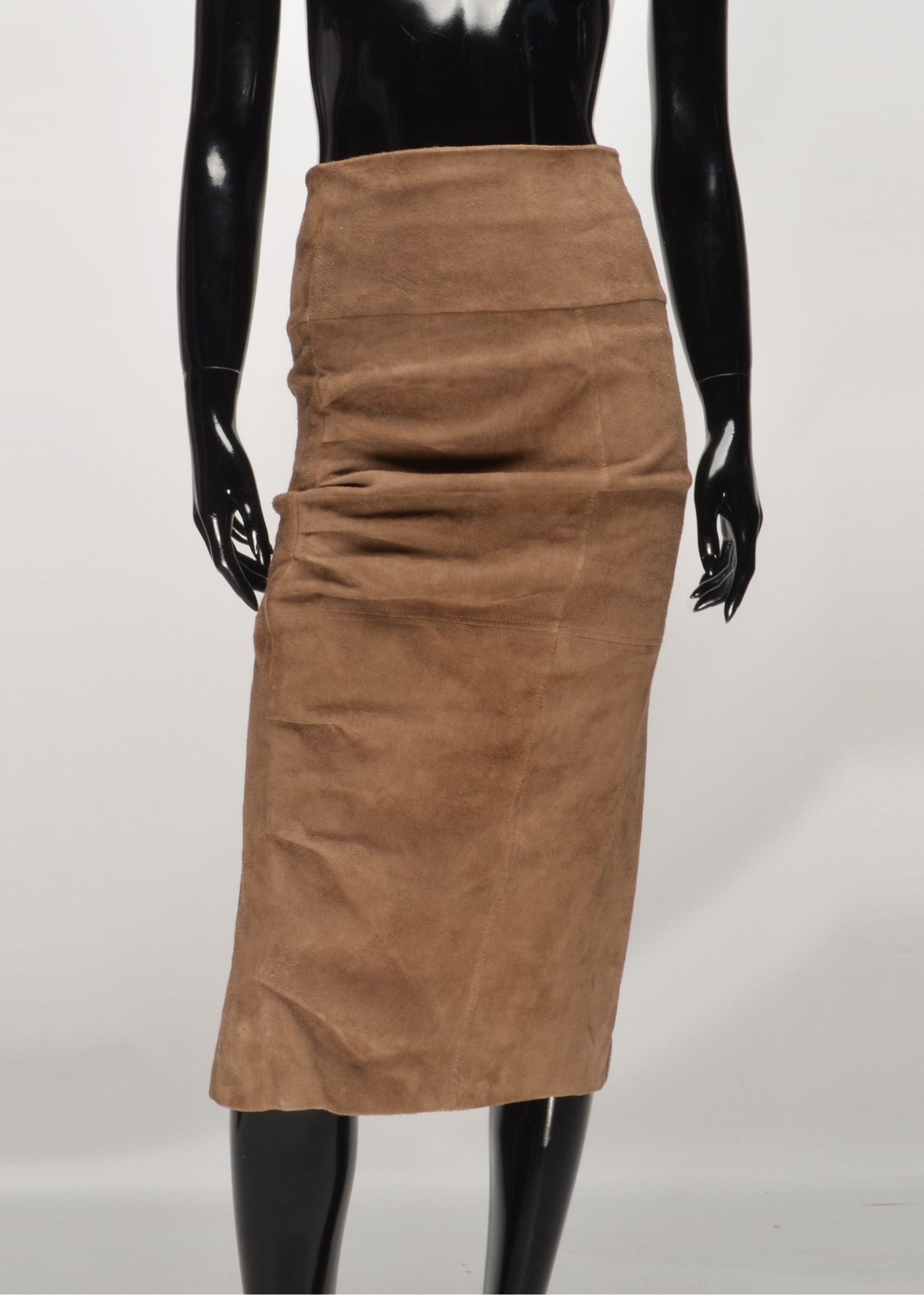 Brunello Cucinelli Brunello Cucinelli Brown Suede Pencil High Waist Skirt Size 27" / US 4 / IT 40 - 1 Thumbnail