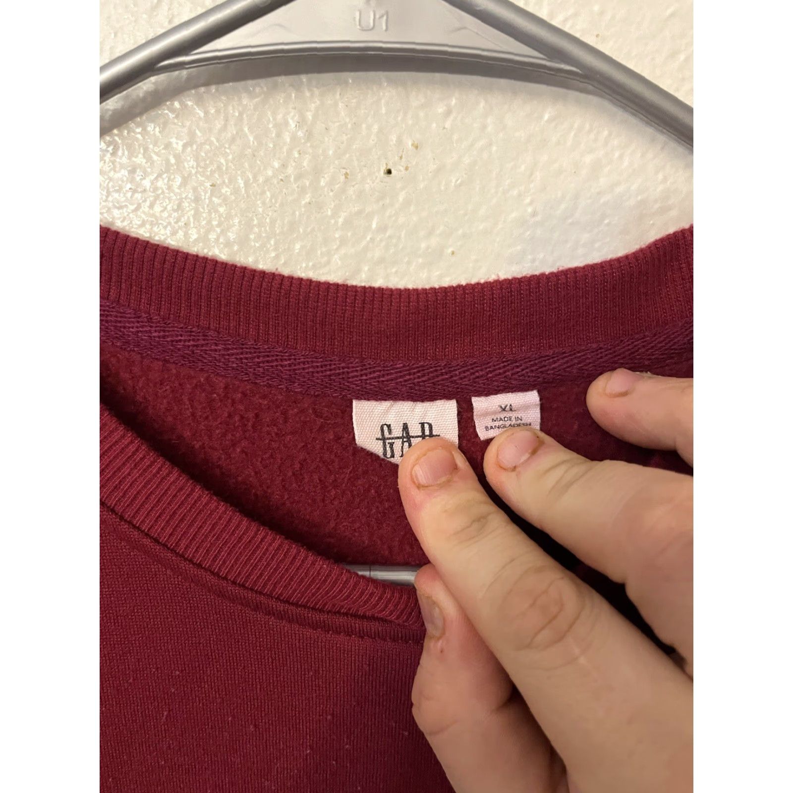 Gap Gap Logo Crew Neck Fleece Sweatshirt Women Burgundy XL Relaxed Pullover Size XL / US 12-14 / IT 48-50 - 2 Thumbnail