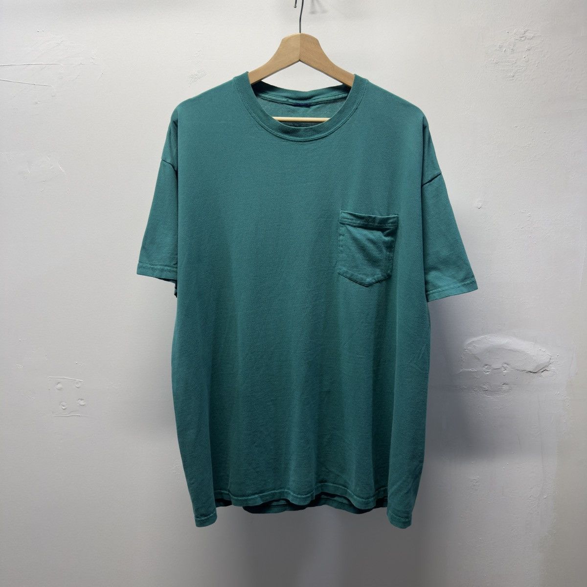 Vintage Faded Teal Blue Green Pocket Tee ERD Grunge Chrome Thrashed Size US XL / EU 56 / 4 - 1 Thumbnail