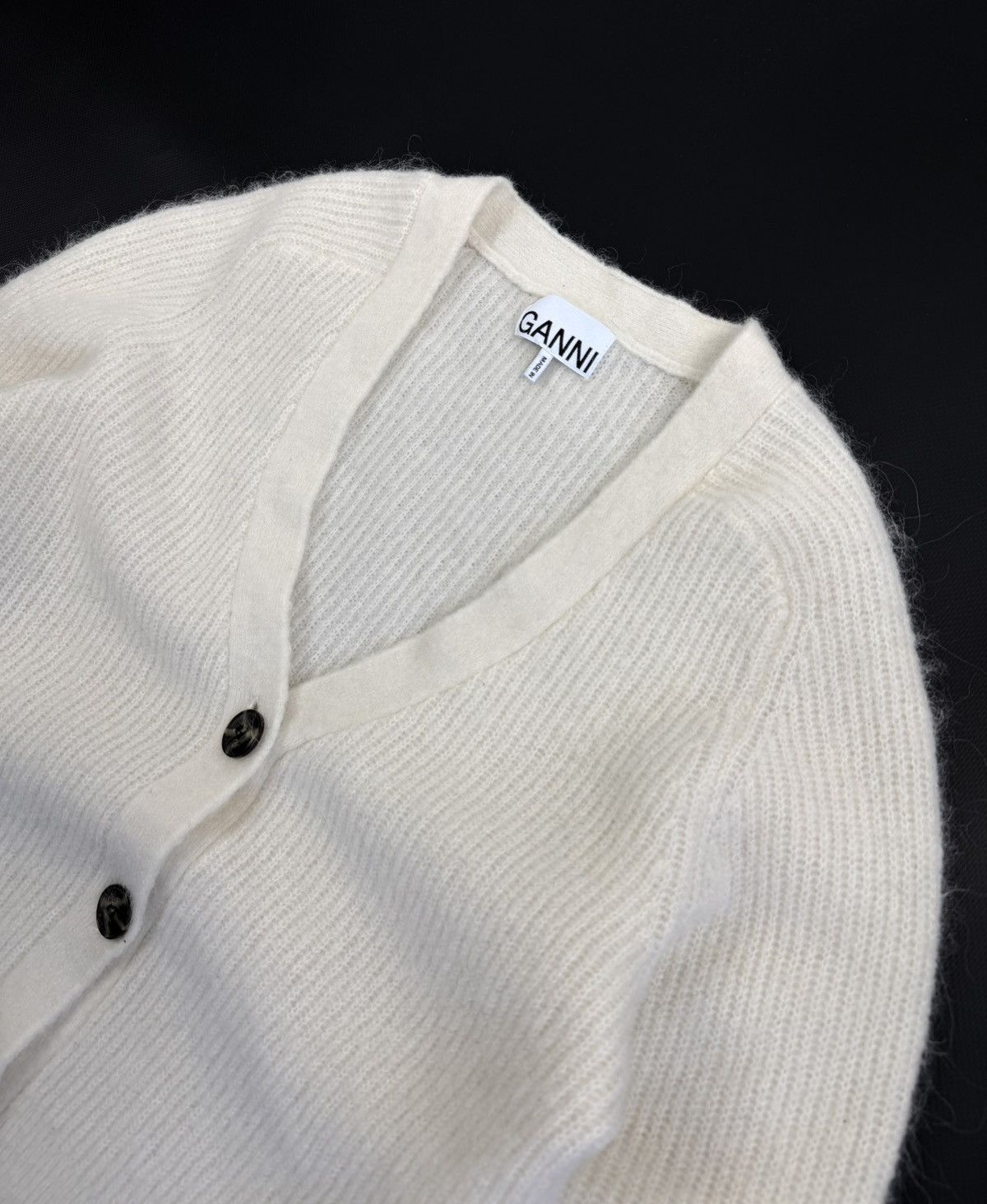 Ganni GANNI Alpaca Wool Knit Cardigan Cream Sweater Designer Size S / US 4 / IT 40 - 11 Thumbnail