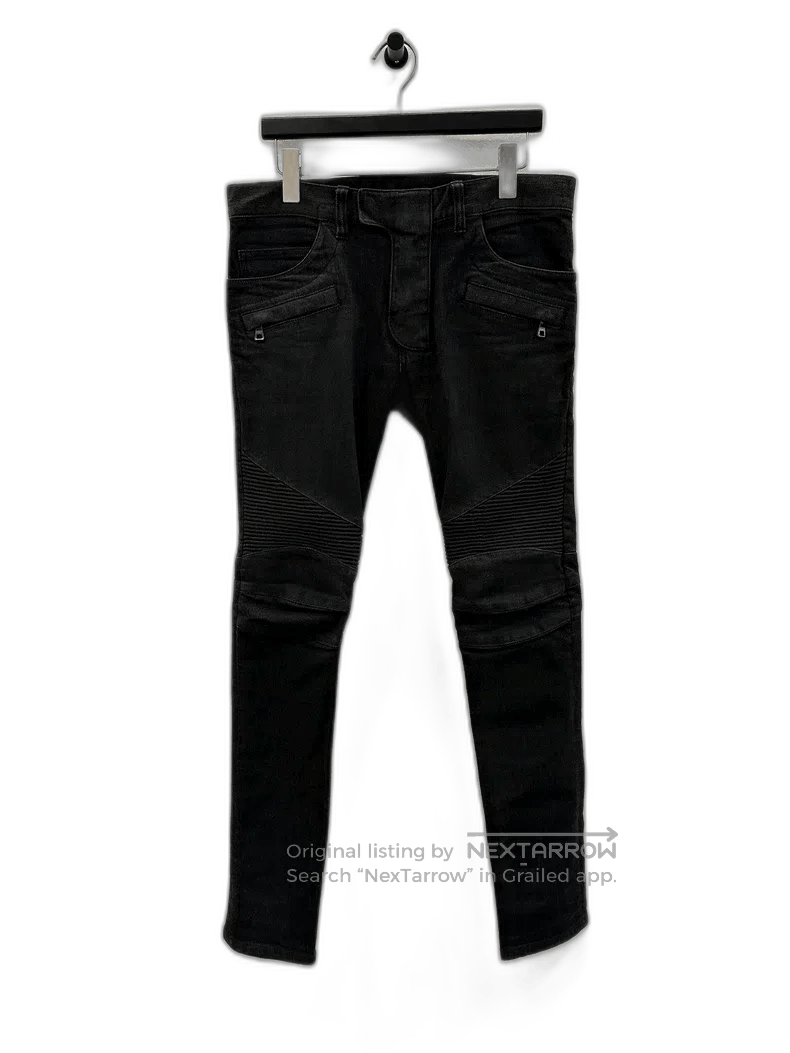 Balmain Balmain Washed Motorcycle Style Gray Men's Jeans. Size US 29 - 1 Thumbnail