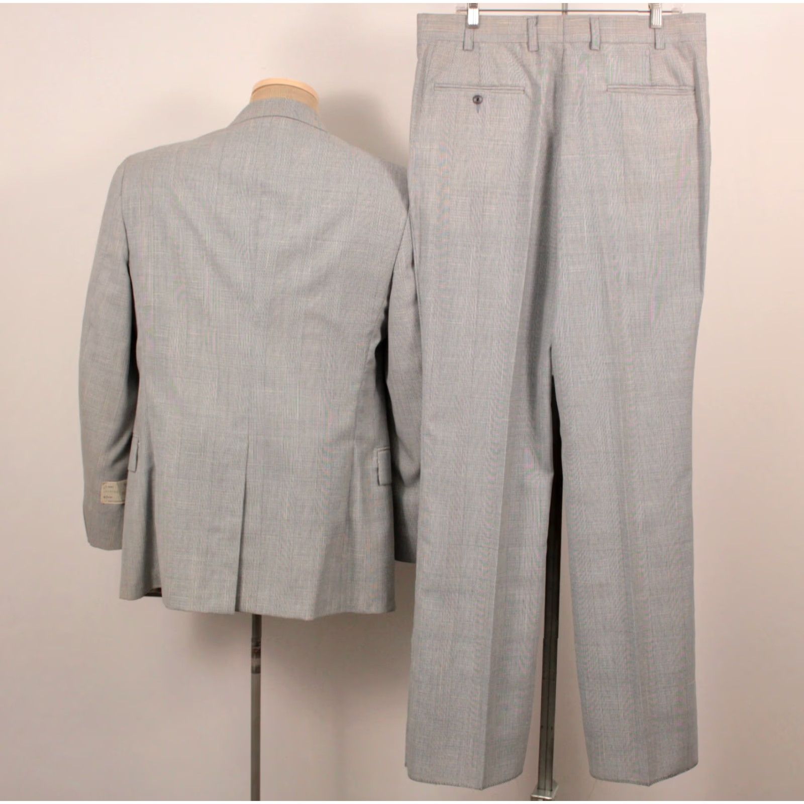 Vintage Mens VTG 70s 2 PC Blue Plaid Leisure Suit Sz 42 1970s Disco Polyester Blend Size 42R - 2 Thumbnail