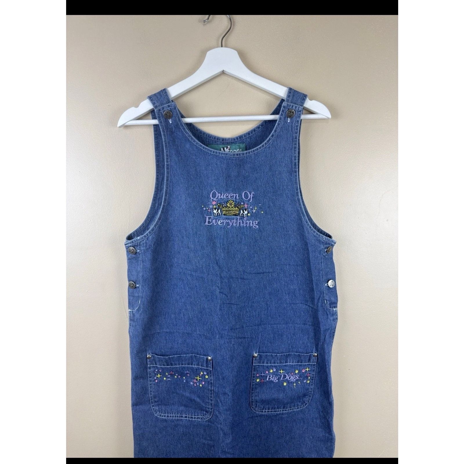 Big Dogs Vintage Big Dog Denim Embroidered Overall Dress Women 18/20 Size XXL / US 16-18 / IT 52-54 - 2 Thumbnail