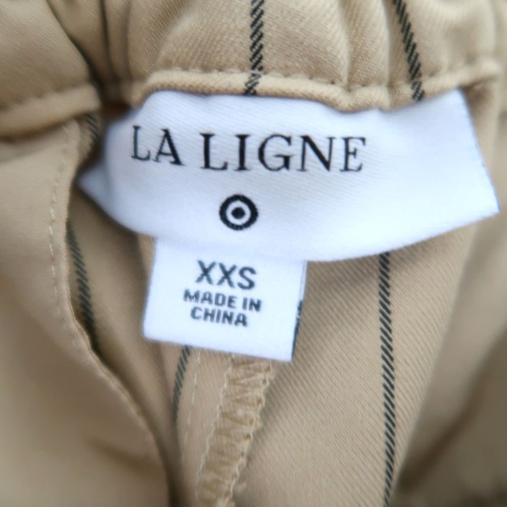 Vintage Target La Ligne Collab Tan Black Pinstripe Wide Leg Pants XXS Womens Size 24" / US 00 / IT 34 - 4 Thumbnail