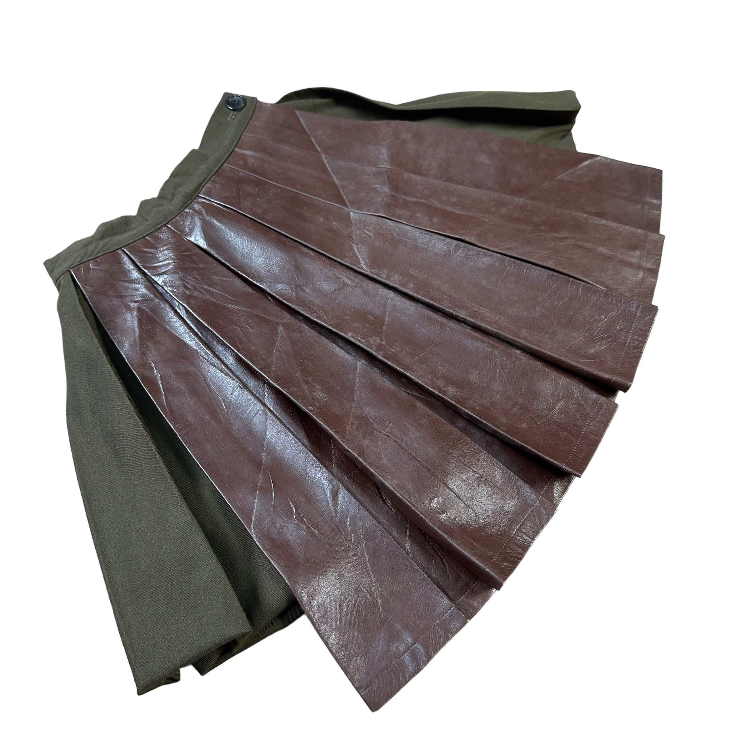Yohji Yamamoto RARE!! YOHJI YAMAMOTO HYBRID LEATHER SKIRT #8234-213 Size 25" / US 0 / IT 36 - 2 Thumbnail