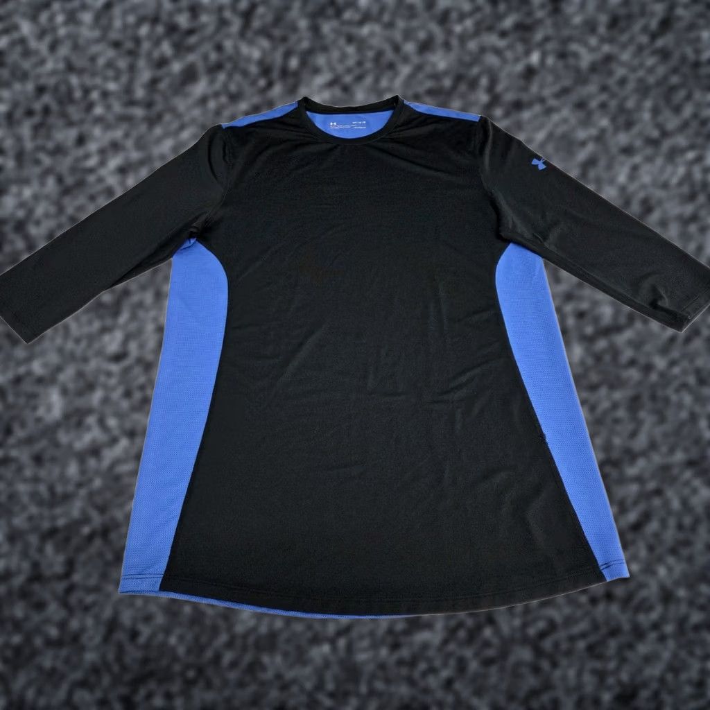 Under Armour Under Armour Mens Fitted 3/4 Sleeve HeatGear Shirt Blue/Black M Size US M / EU 48-50 / 2 - 1 Thumbnail
