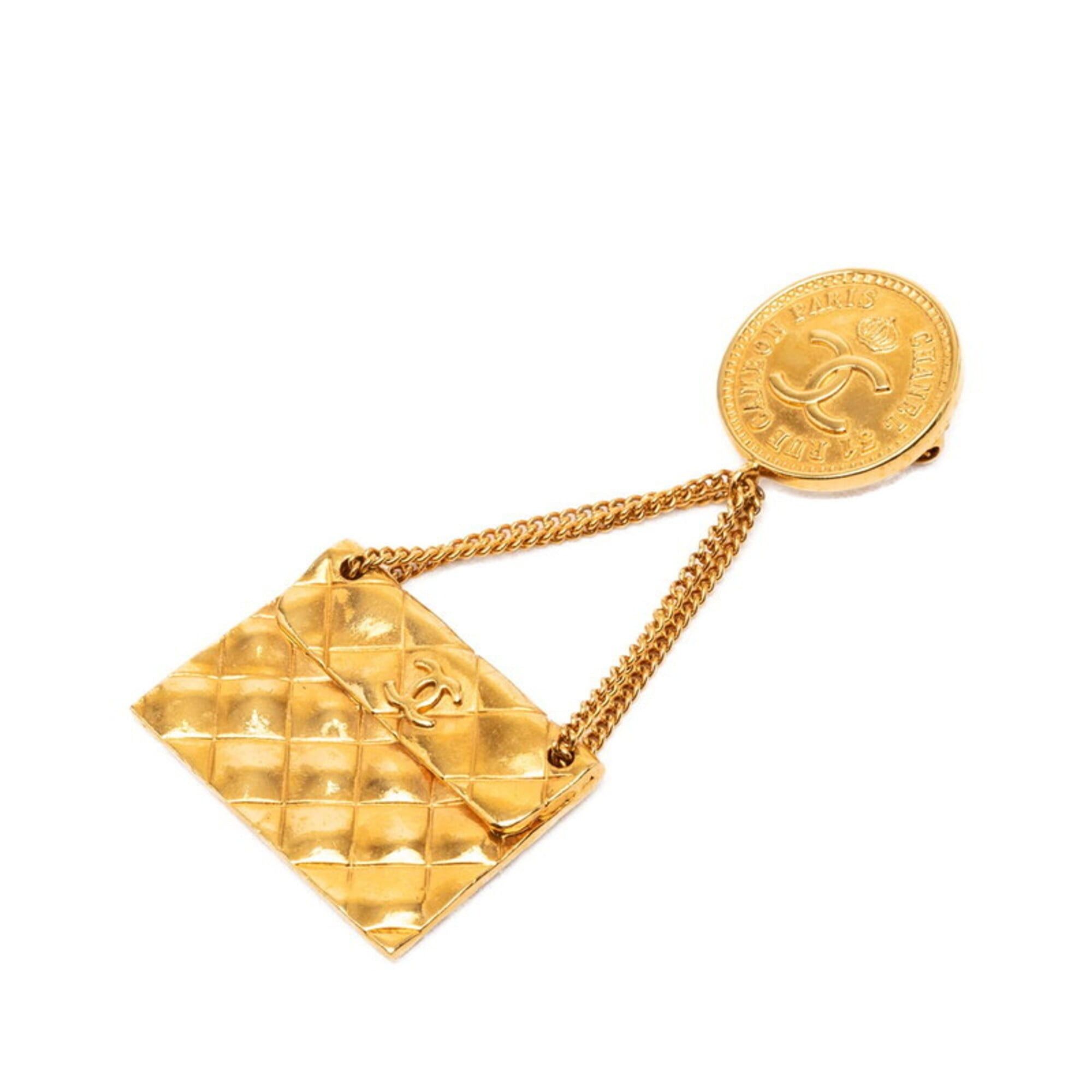 Chanel Chanel Coco Mark Vintage Brooch 93P Matelassé Bag Gold Plated Women's CHANEL Size ONE SIZE - 1 Thumbnail