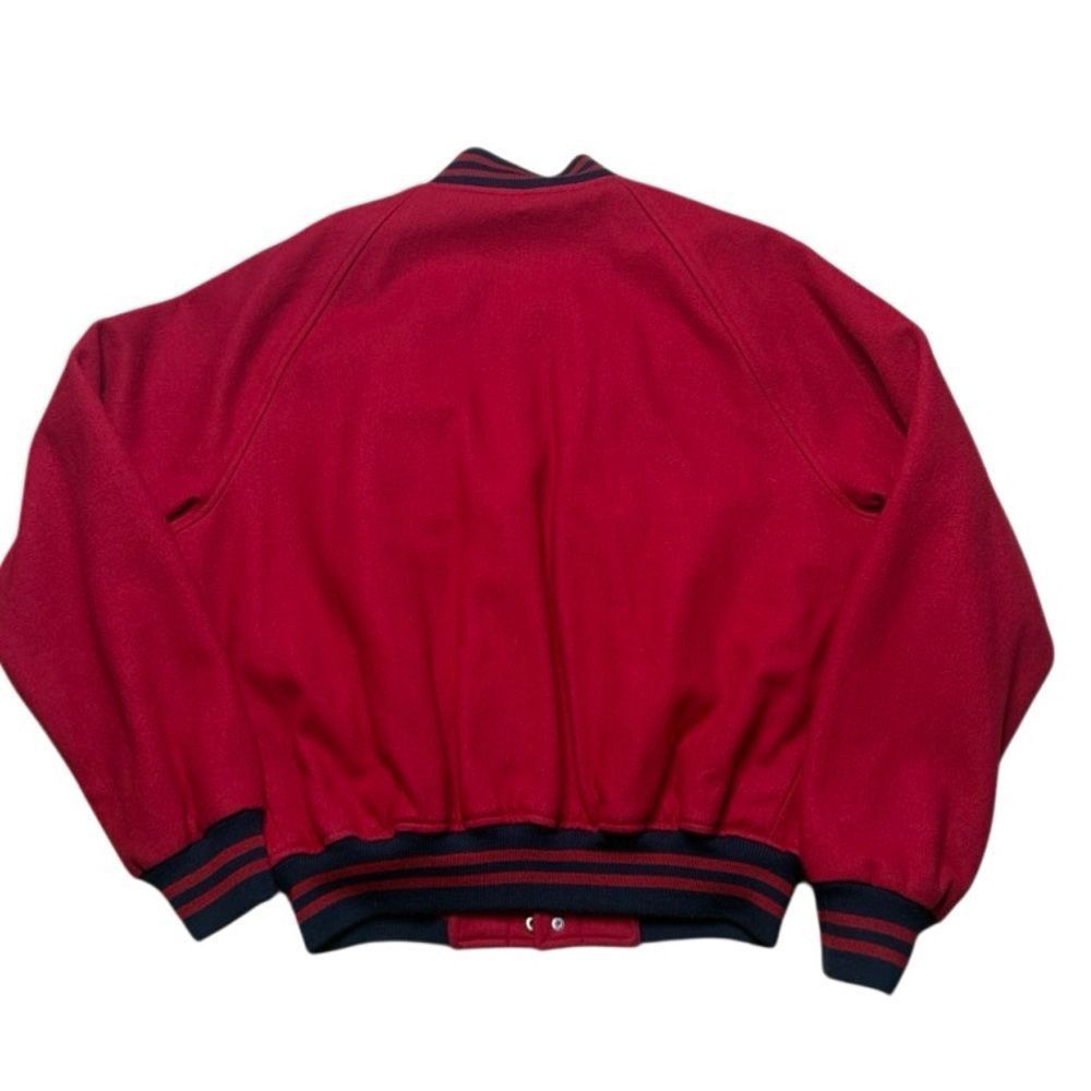 Faconnable 90s Vintage Faconnable Red Wool Bomber Jacket Medium Letterm Size US M / EU 48-50 / 2 - 5 Thumbnail