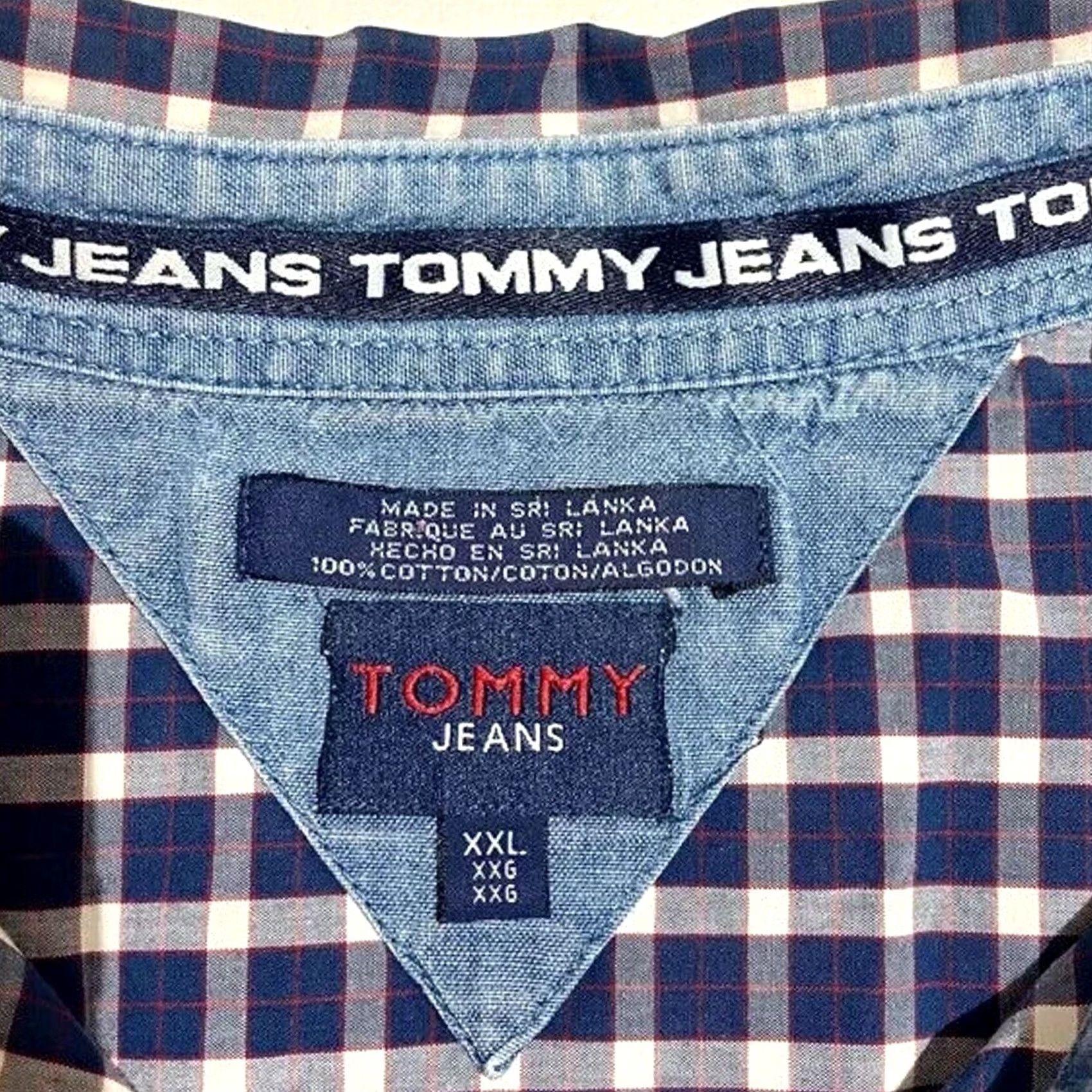 Tommy Hilfiger VINTAGE Tommy Jeans Shirt XXL Button-Up Check 90s Preppy Blue White Red Cotton Men's Size US XXL / EU 58 / 5 - 2 Thumbnail