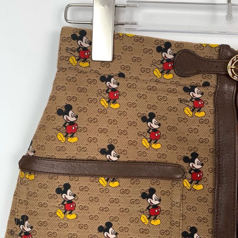 Gucci Gucci Co-branded GG Mickey Mouse full-printed brown A-line Size 25" / US 0 / IT 36 - 3 Thumbnail