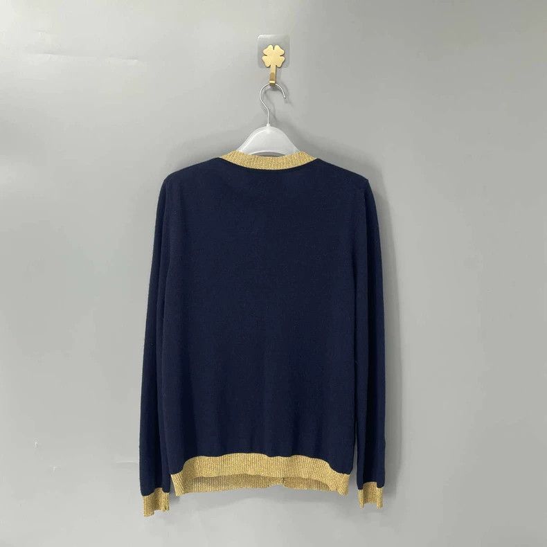 Gucci Gucci Black gold-trim knitted cardigan jacket 2502-Nextarro Size US L / EU 52-54 / 3 - 2 Thumbnail
