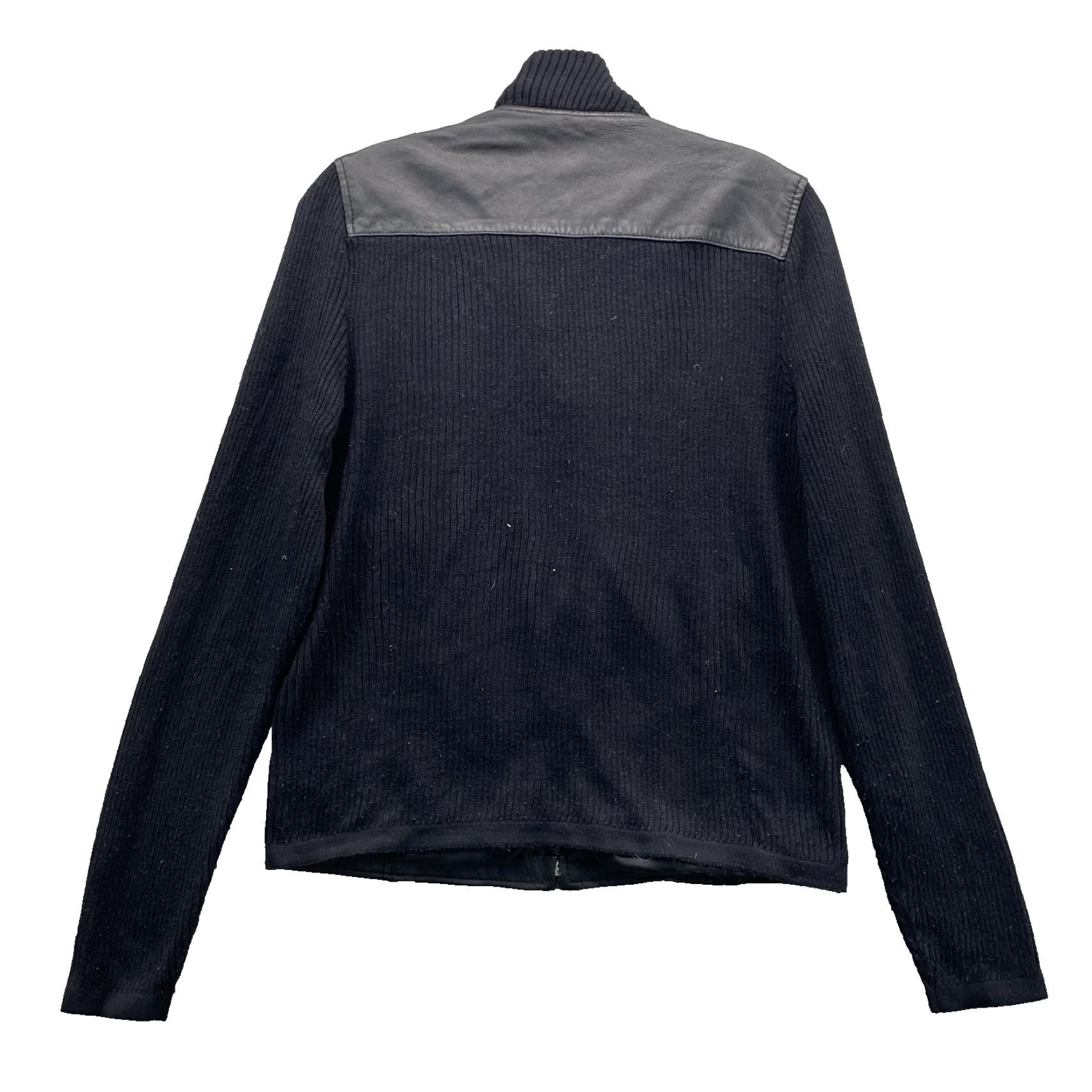 Vintage Jaclyn Smith Leather Jacket Women's 10 Knit Sleeve Biker Corpcore Solid Black Full Zip Lined Jacket Size L / US 10 / IT 46 - 2 Thumbnail