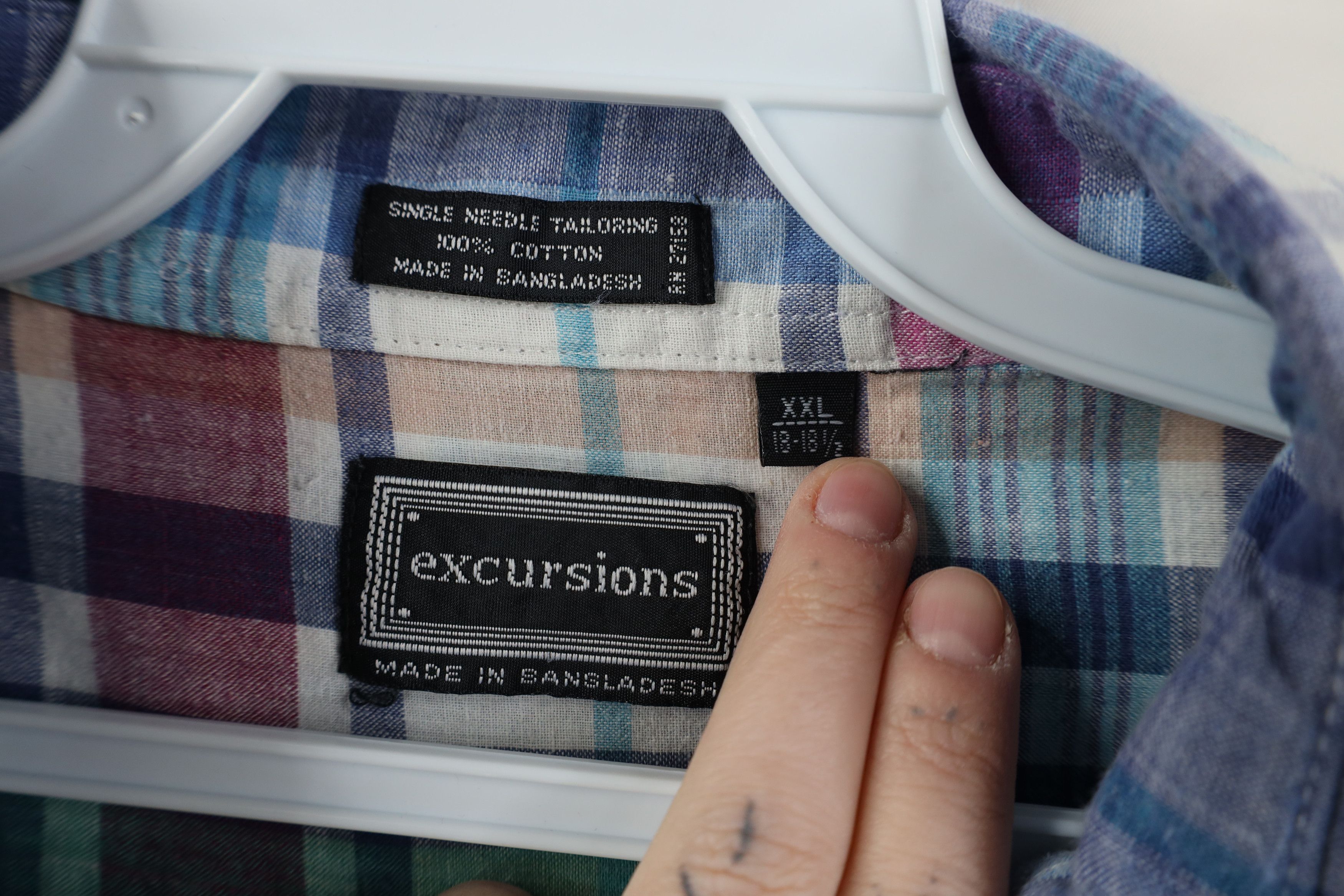 Vintage Vintage 90s Streetwear Madras Plaid Button Down Shirt Size US XXL / EU 58 / 5 - 8 Thumbnail