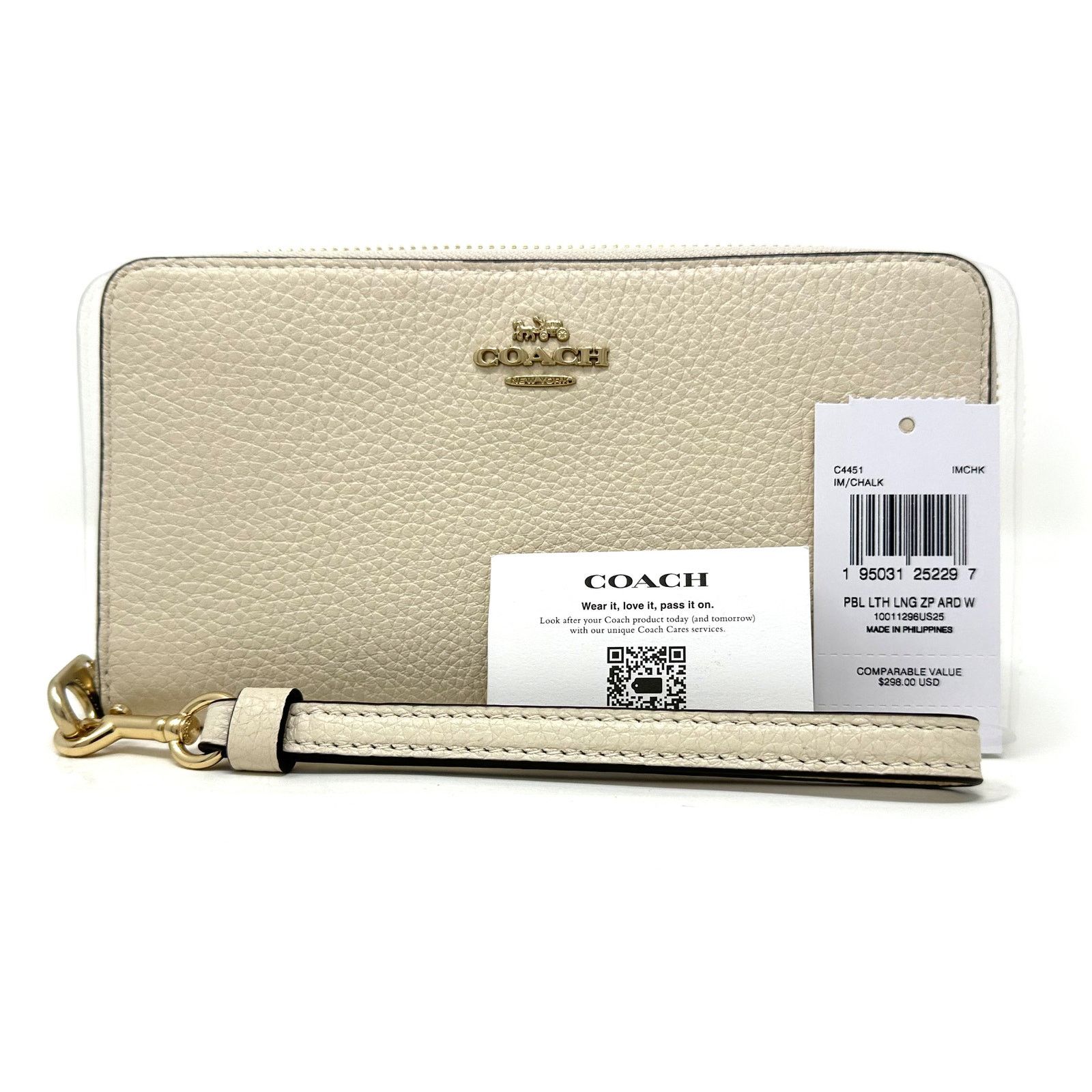 Coach Coach Long Zip Around Wallet Chalk White Leather C4451 New Size ONE SIZE - 2 Thumbnail