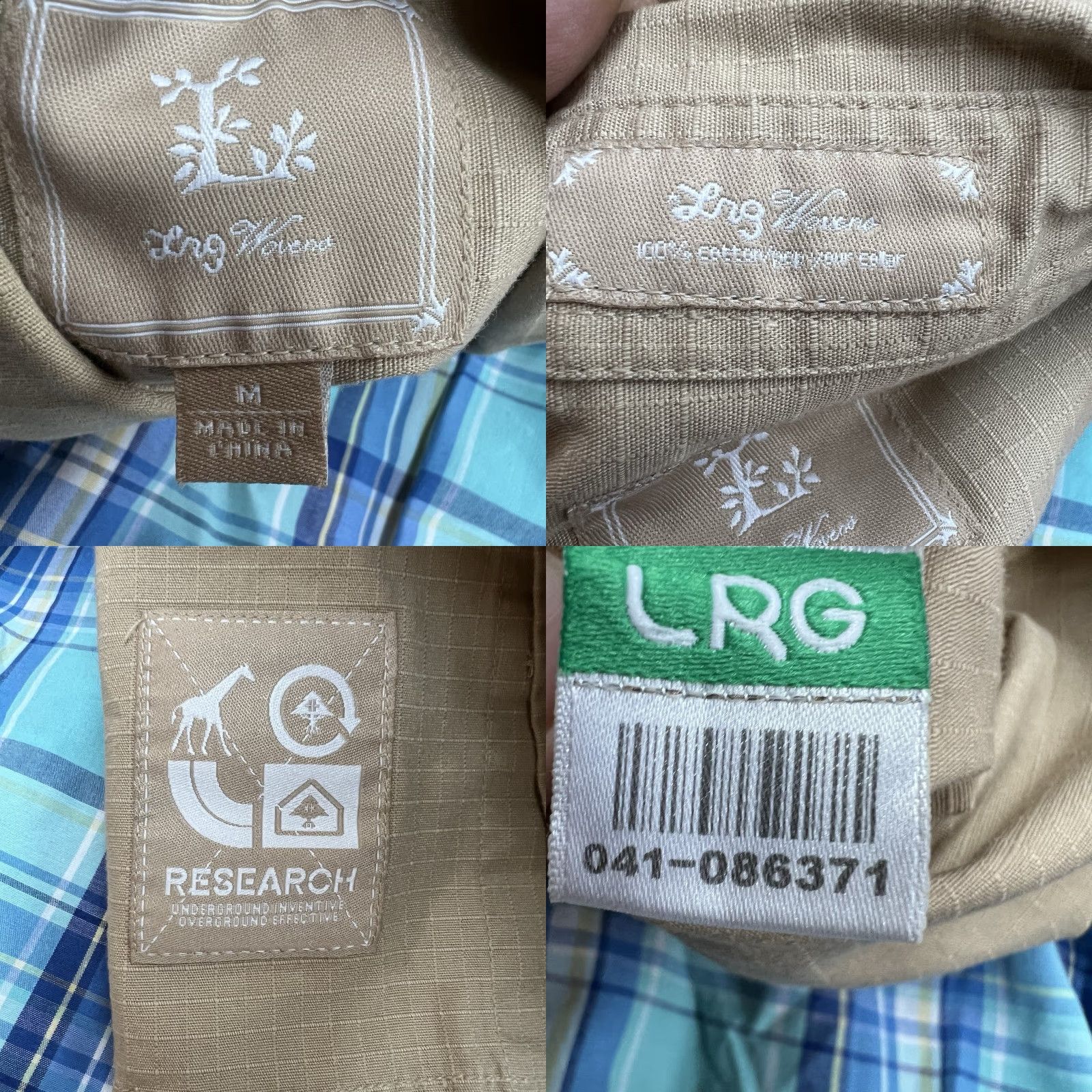 Vintage LRG Button-Up Shirt Mens M Tan Short Sleeve - Rope-A-Dope Rip-Stop, Graphic Angel Print, Casual Workwear, Breathable Cotton, Lightweight Size US M / EU 48-50 / 2 - 8 Thumbnail