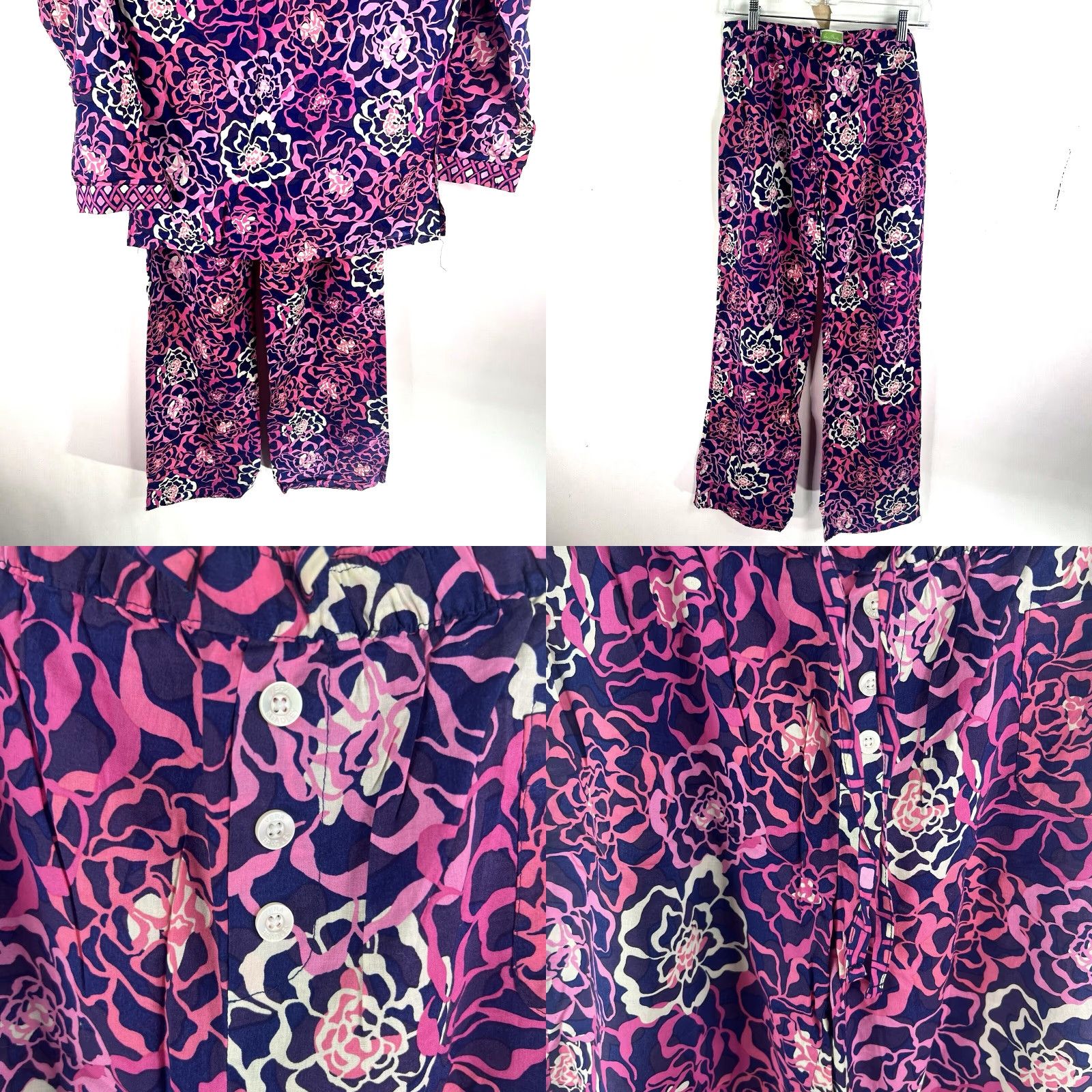 Vintage Vera Bradley Floral Pajama Set Women’s Size S Pink Long Sleeve Cami Sleepwear Size ONE SIZE - 8 Thumbnail