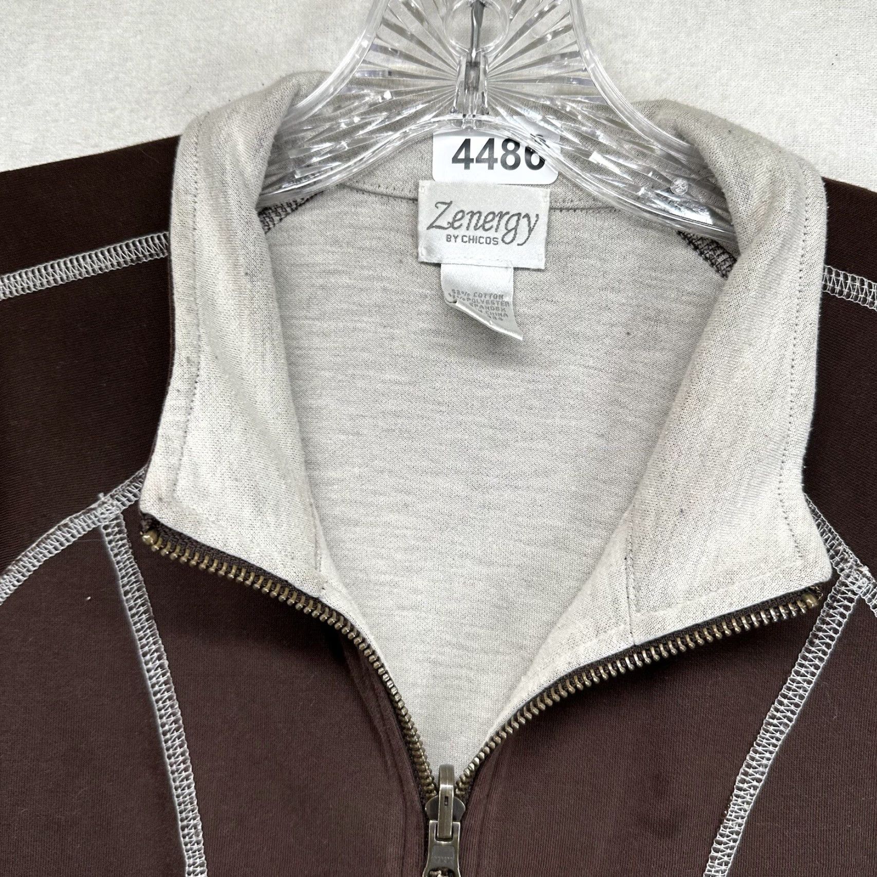 Vintage Chico's Zenergy Women's Jacket Size XL Brown Geometric Full Zip Casual 90s Size XL / US 12-14 / IT 48-50 - 7 Thumbnail