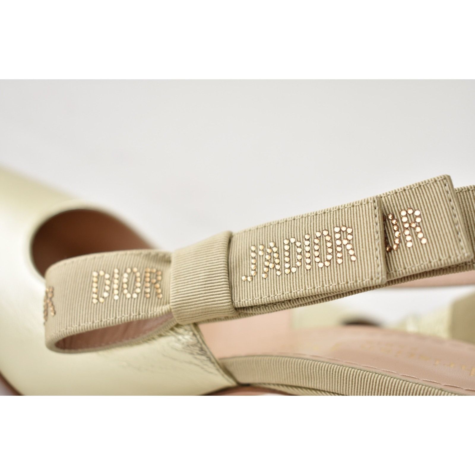 Dior Dior J'adior Light Gold Crystal Ribbon Logo Slingback Pump Size US 6.5 / IT 36.5 - 11 Thumbnail