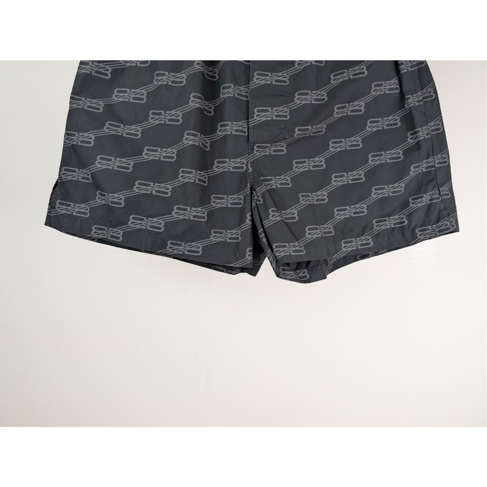 Balenciaga o1rshd1 BB Monogram Cotton Poplin Pyjama Shorts Black/Grey Size US 34 / EU 50 - 4 Thumbnail