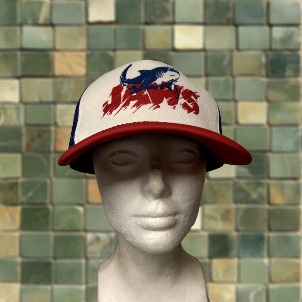 Vintage Universal Studios JAWS Logo Snapback Hat Red White & Blue Movie Mens One Size Size ONE SIZE - 1 Thumbnail