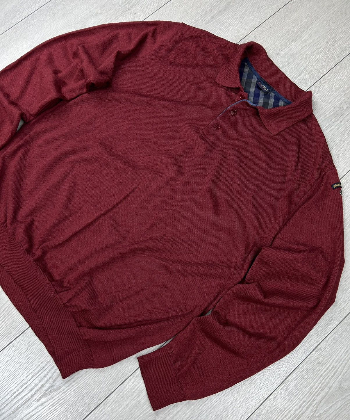 Paul & Shark × Vintage Paul & Shark Vintage Wool Burgundy Polo Long Sleeve Size XL Size US XL / EU 56 / 4 - 2 Thumbnail