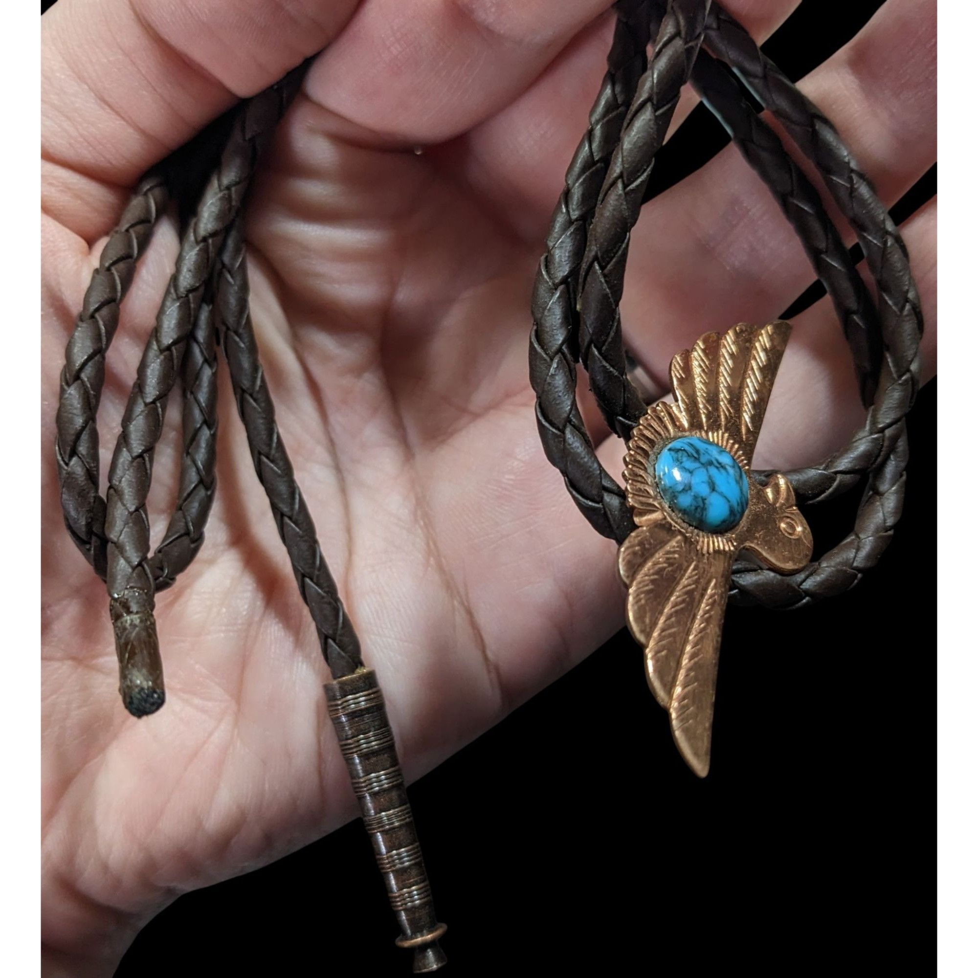Other Vintage Copper Bird Bolo Tie With Turquoise Cabochon Size ONE SIZE - 5 Thumbnail