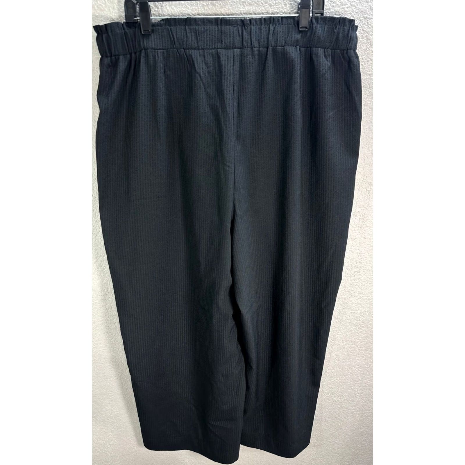 Vintage BAF Black Pull On Cropped Pants High Rise Wide Leg Sz 22 NWT Womens Size 40" / US 18 - 4 Thumbnail