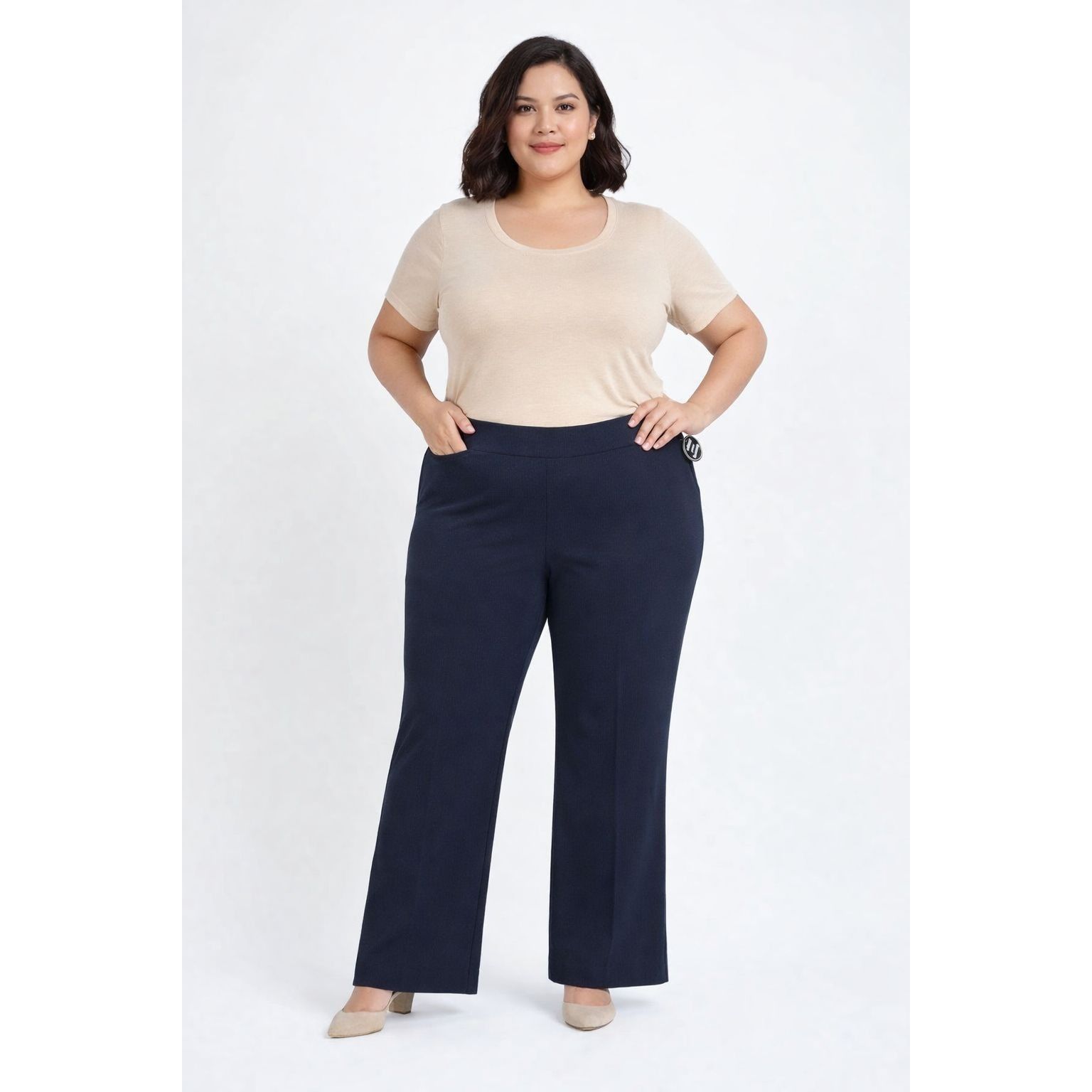 Avenue Avenue Womens Tummy Control Pull-On Pants Size 24 Petite Nav Size 24" / US 00 / IT 34 - 3 Thumbnail