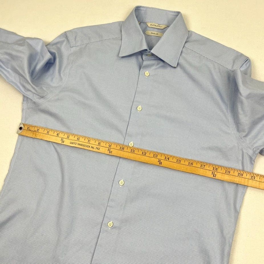 Suitsupply Suitsupply Traveller Shirt Mens 39 / 15.5 Slim White Blue Houndstooth Button Up Size US L / EU 52-54 / 3 - 5 Thumbnail