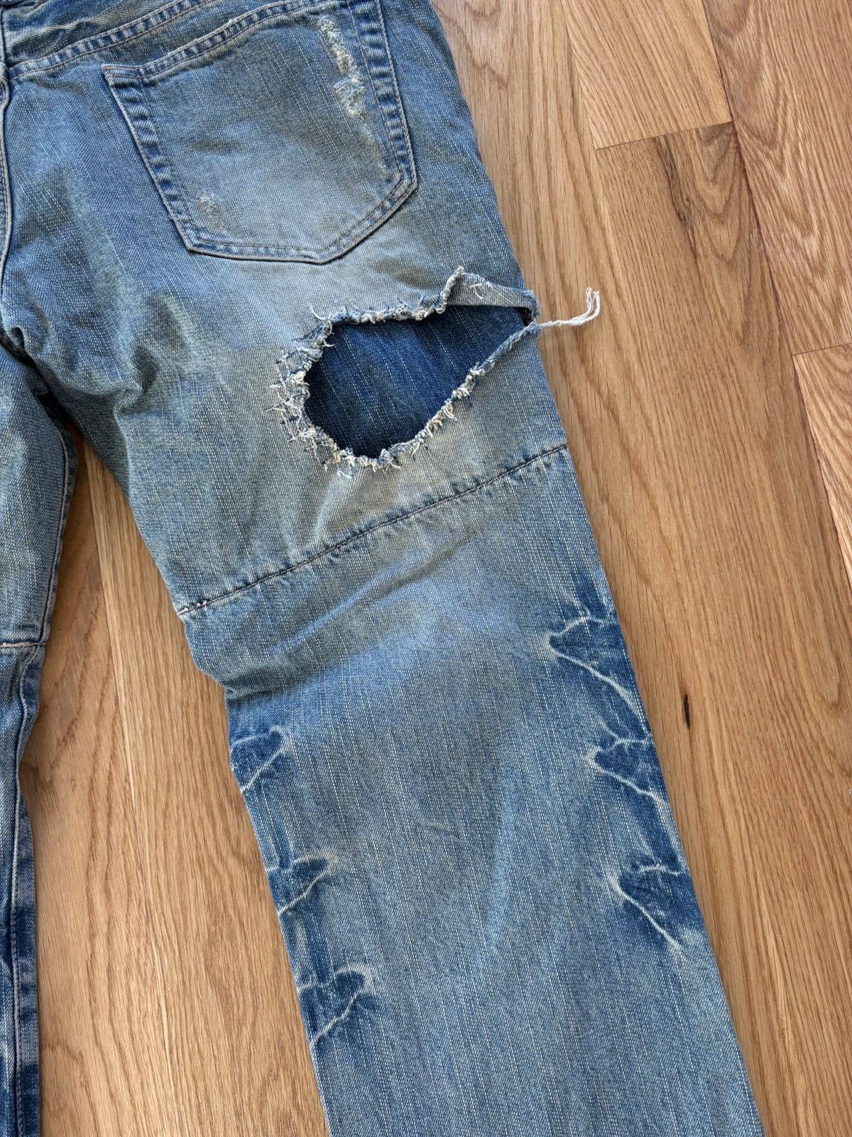 PPFM PPFM Double Waist Distressed Jeans Faded Denim XL 36x32 Size US 36 / EU 52 - 13 Thumbnail