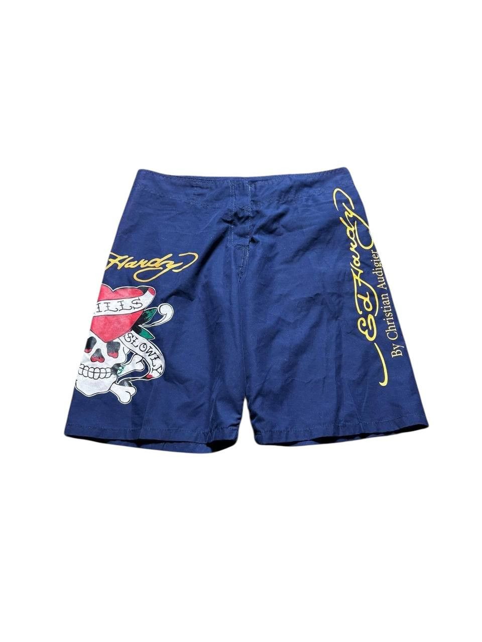 Ed Hardy Ed Hardy by Christian Audiger Nylon Baggy Shorts Y2K Size US 32 / EU 48 - 1 Thumbnail