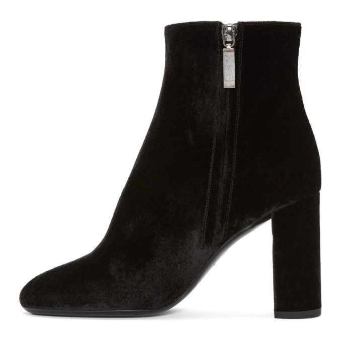 Saint Laurent Paris o1bcso1str1224 Loulou Zipped Ankle Boots In Suede in Black Size US 8.5 / IT 38.5 - 1 Thumbnail