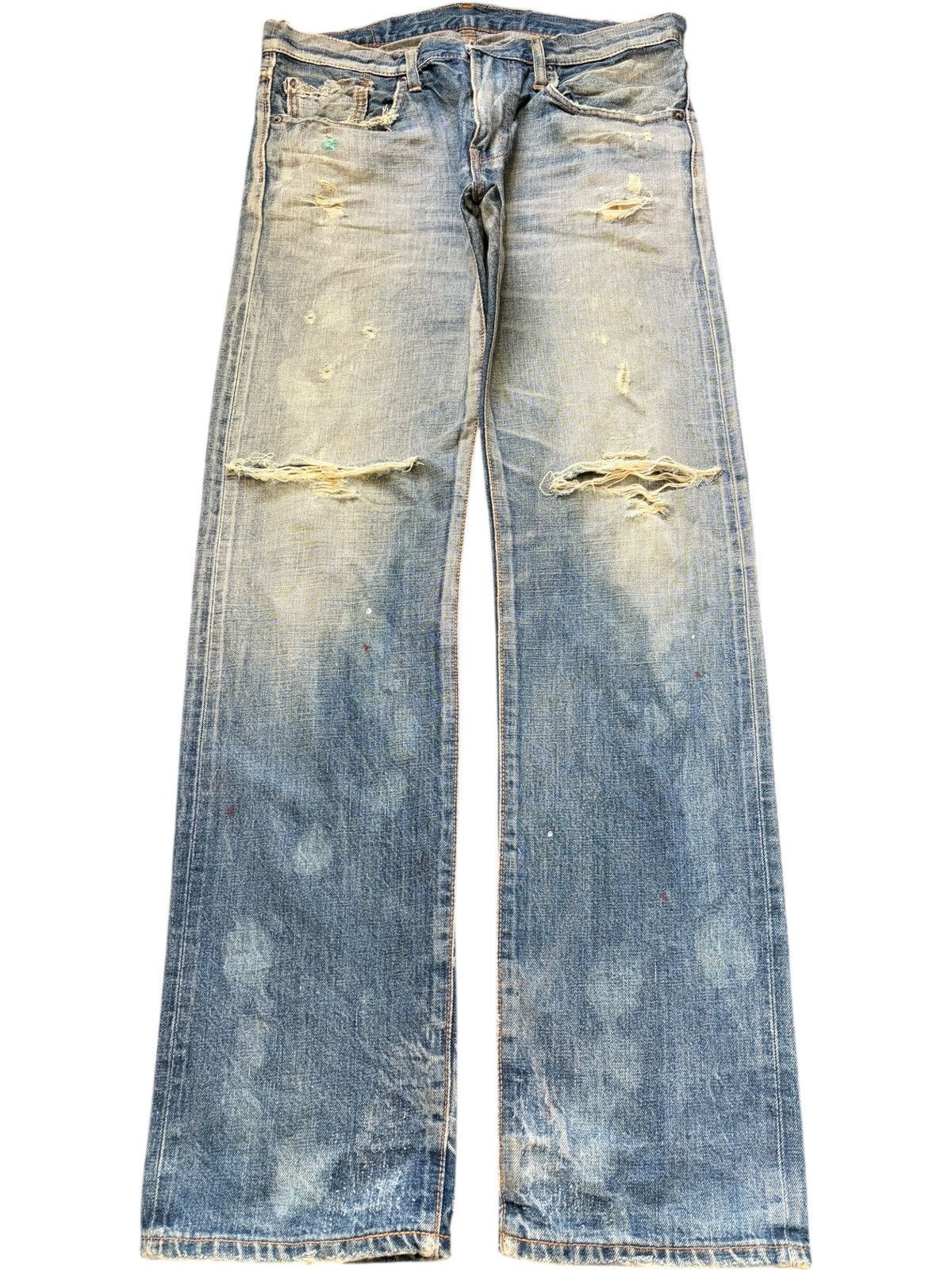 Edwin Vintage Edwin 502 Mud Wash Distressed Jeans Talon Zipper Size US 33 - 1 Thumbnail