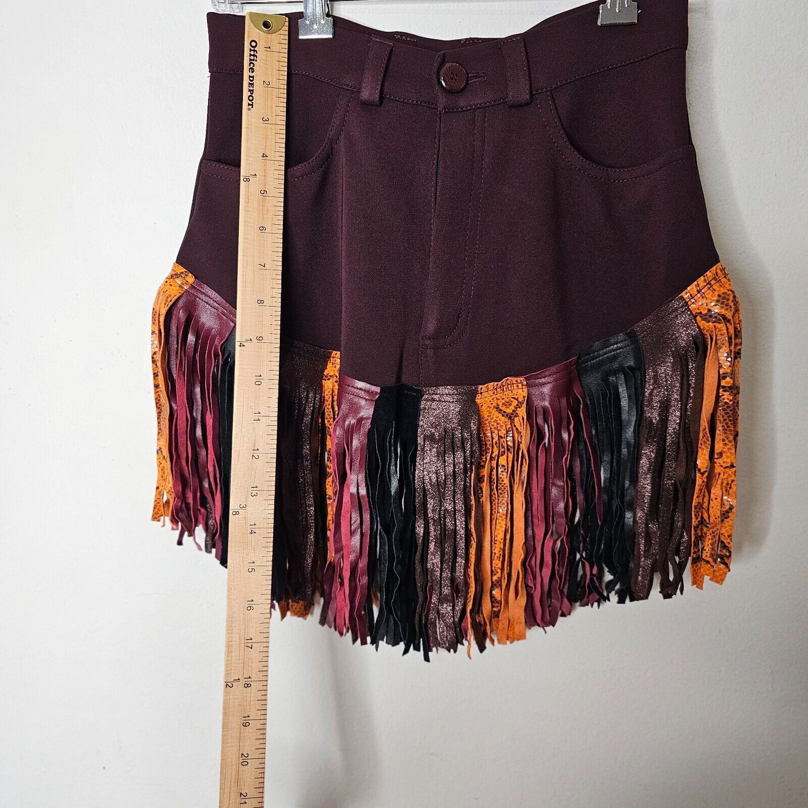 Other Burgundy Mini Snake Print Orange Black Brown Leatherette M Size 28" / US 6 / IT 42 - 3 Thumbnail