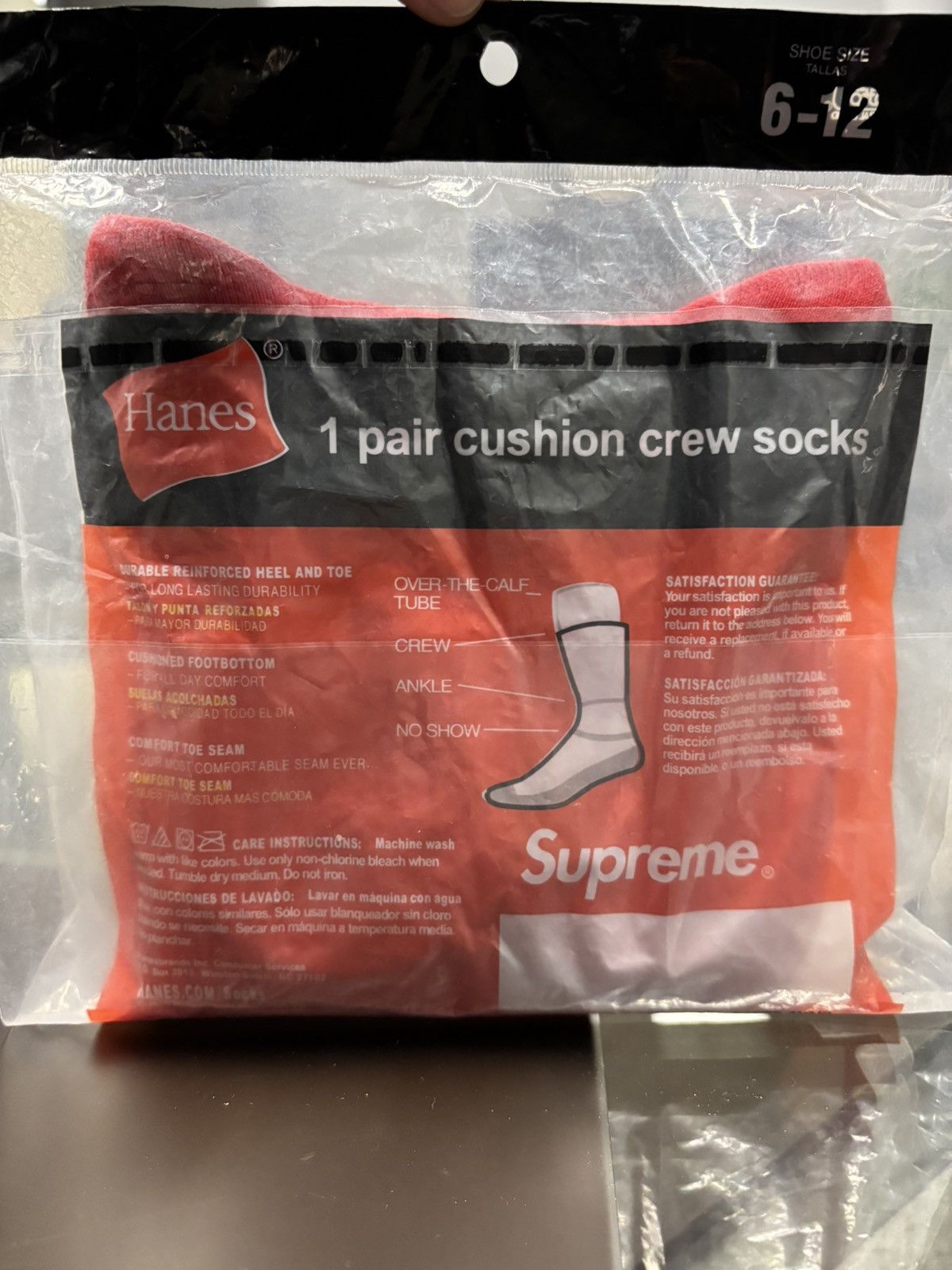 Supreme Supreme Hanes Crew Socks (Red) Size ONE SIZE - 3 Thumbnail