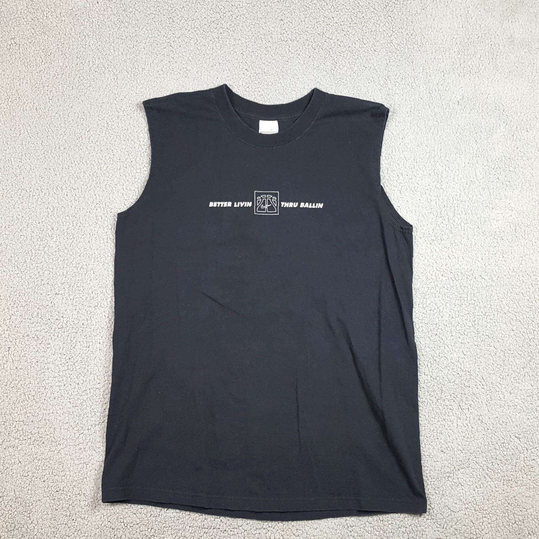 Nike VINTAGE Nike Just Do It Basketball Swoosh Logo Tank Top Mens Medium Black Cotton Embroidered 90s 00s Y2K Sports Tee Mens Size US M / EU 48-50 / 2 - 2 Thumbnail