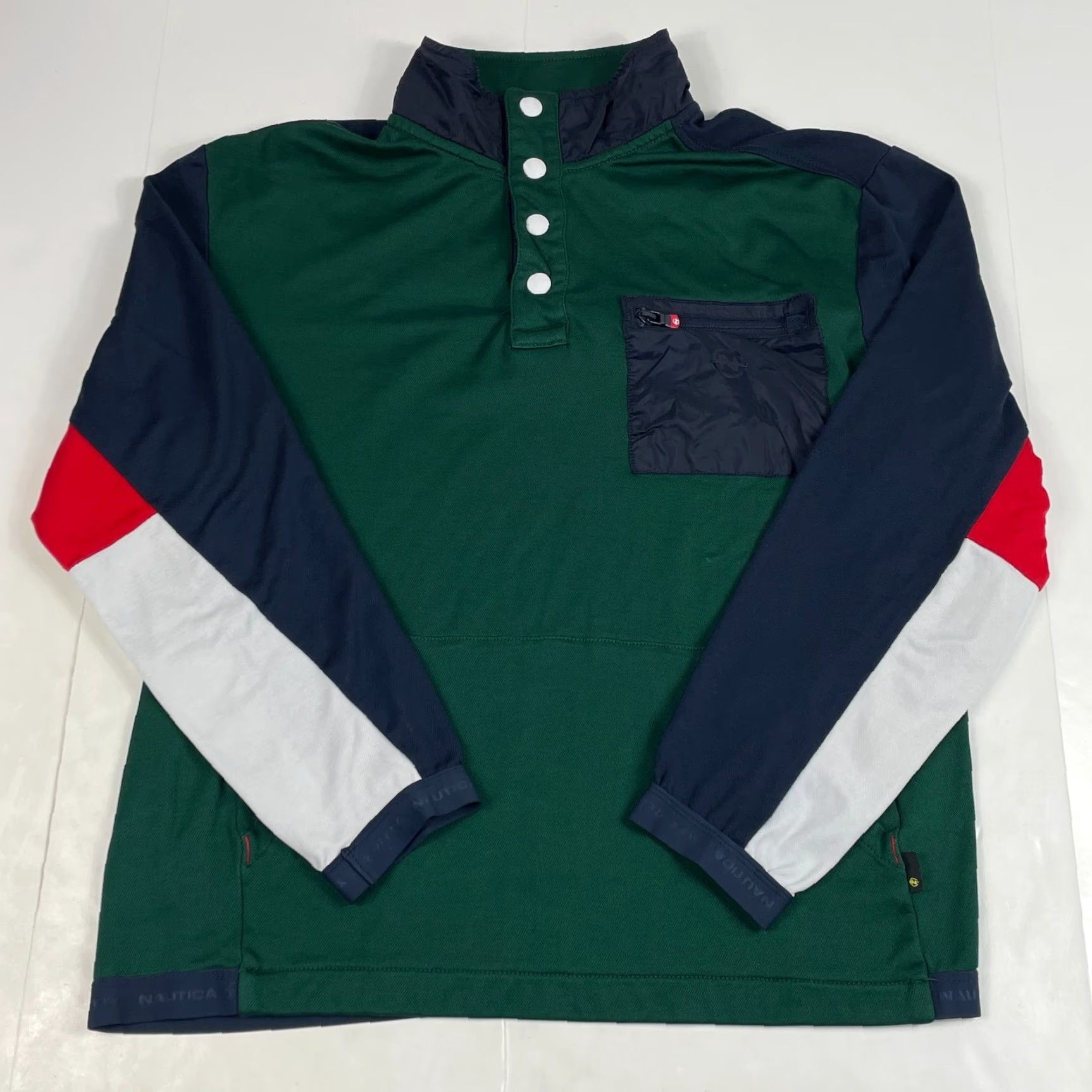 Nautica Nautica Sweater Mens Large Green Competition 1/4 Snap Pullover Hiking Golf Style Pullover Casual Christmas Outdoor Retro Mens Size US L / EU 52-54 / 3 - 2 Thumbnail