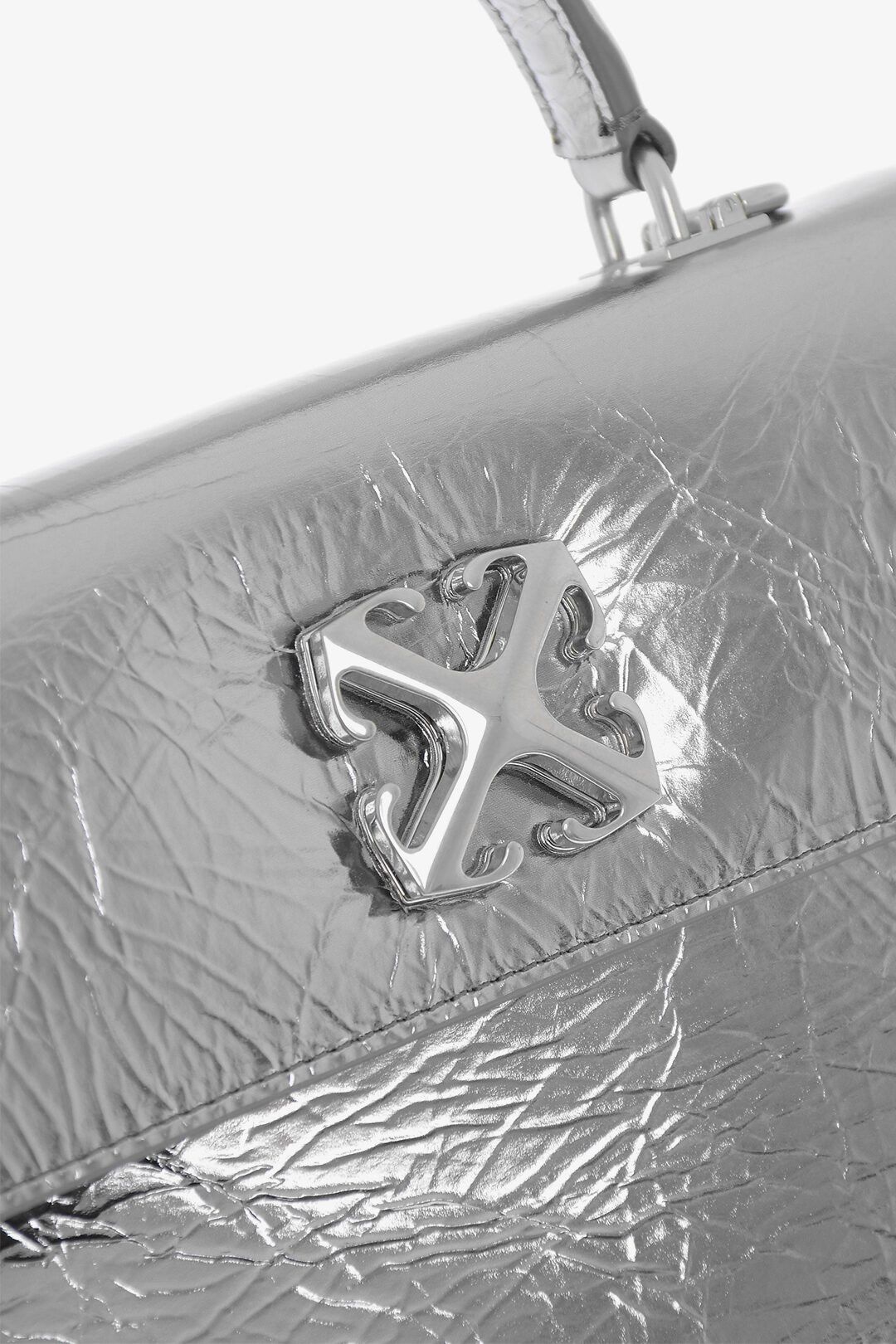 Off-White og1mm1125 Size: OS / Metallic Leather Handbag in Silver Size ONE SIZE - 4 Thumbnail