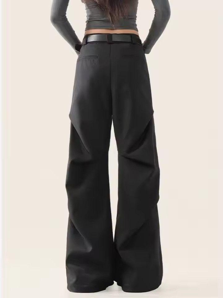 Jean × Vintage Y2k Pleated Black Suit Baggy Pants Size 27" / US 4 / IT 40 - 4 Thumbnail