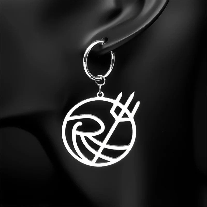 Jewelry Wave Trident R-Shaped Hoop Earrings Jewelry Gift Size ONE SIZE - 1 Thumbnail