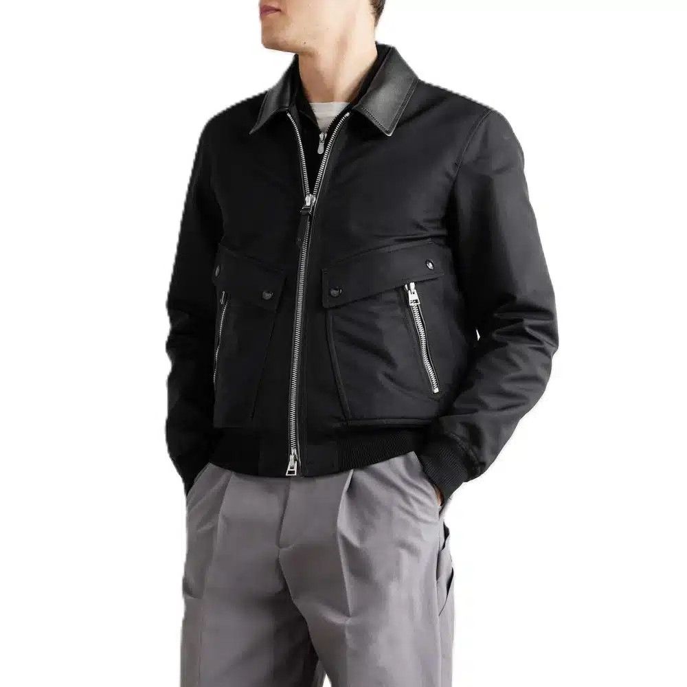 Tom Ford o1loc1c0326 OBS064 Coated Cotton Canvas Bomber Jacket Black Size US M / EU 48-50 / 2 - 2 Thumbnail