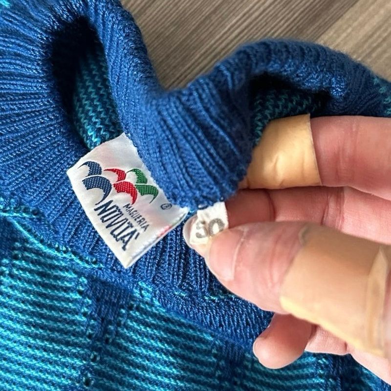Other maglieria nuvita triangle knit blue long sleeve sweater Size L / US 10 / IT 46 - 4 Thumbnail