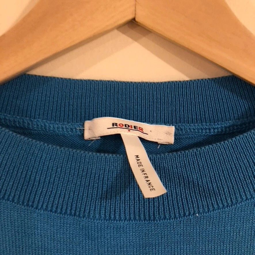 Vintage Rodier France Blue Striped Sweater Size M / US 6-8 / IT 42-44 - 2 Thumbnail