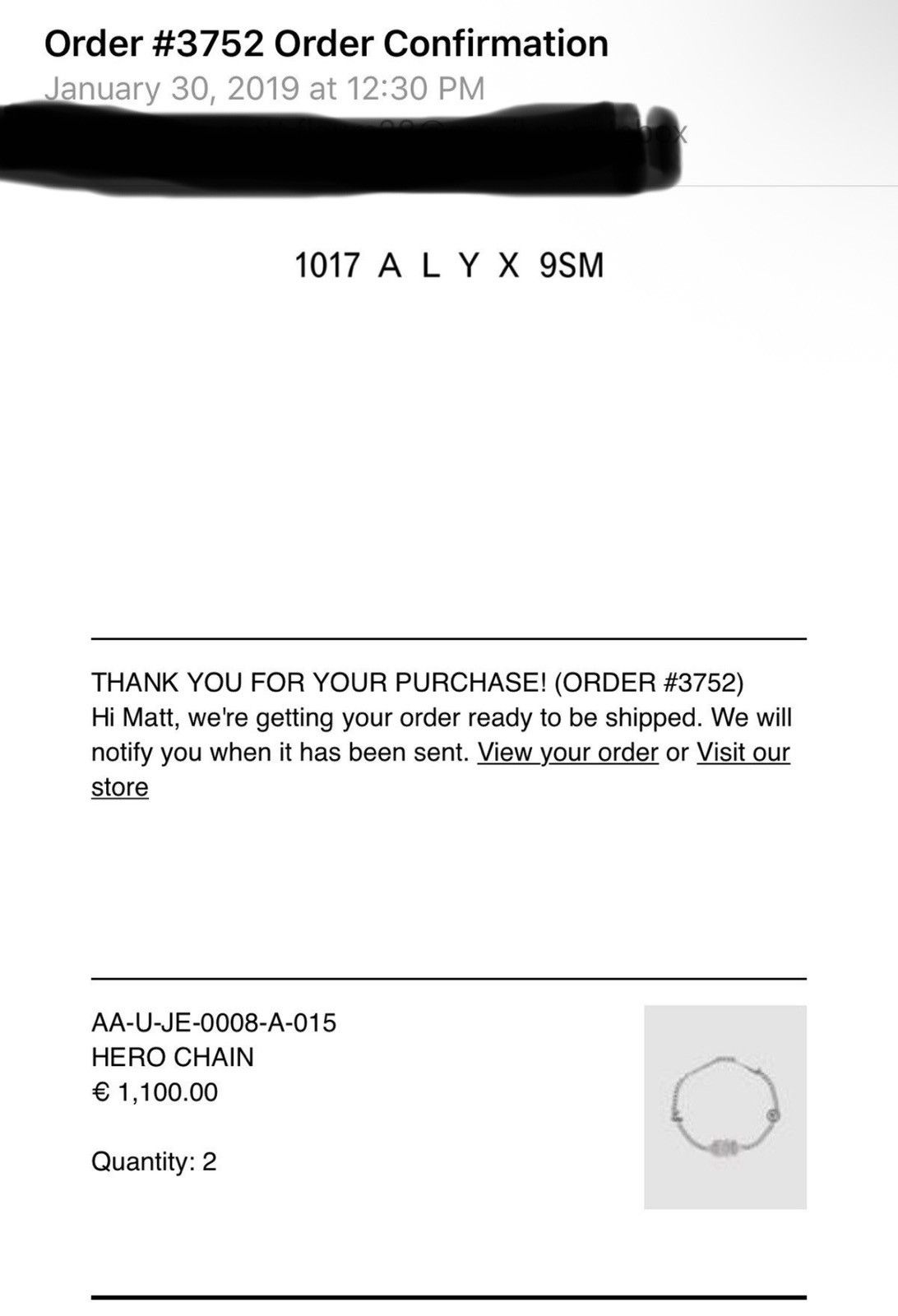 Alyx ORIGINAL V1 ALYX HERO CHAIN MISPRINT RARE!! Size ONE SIZE - 7 Thumbnail