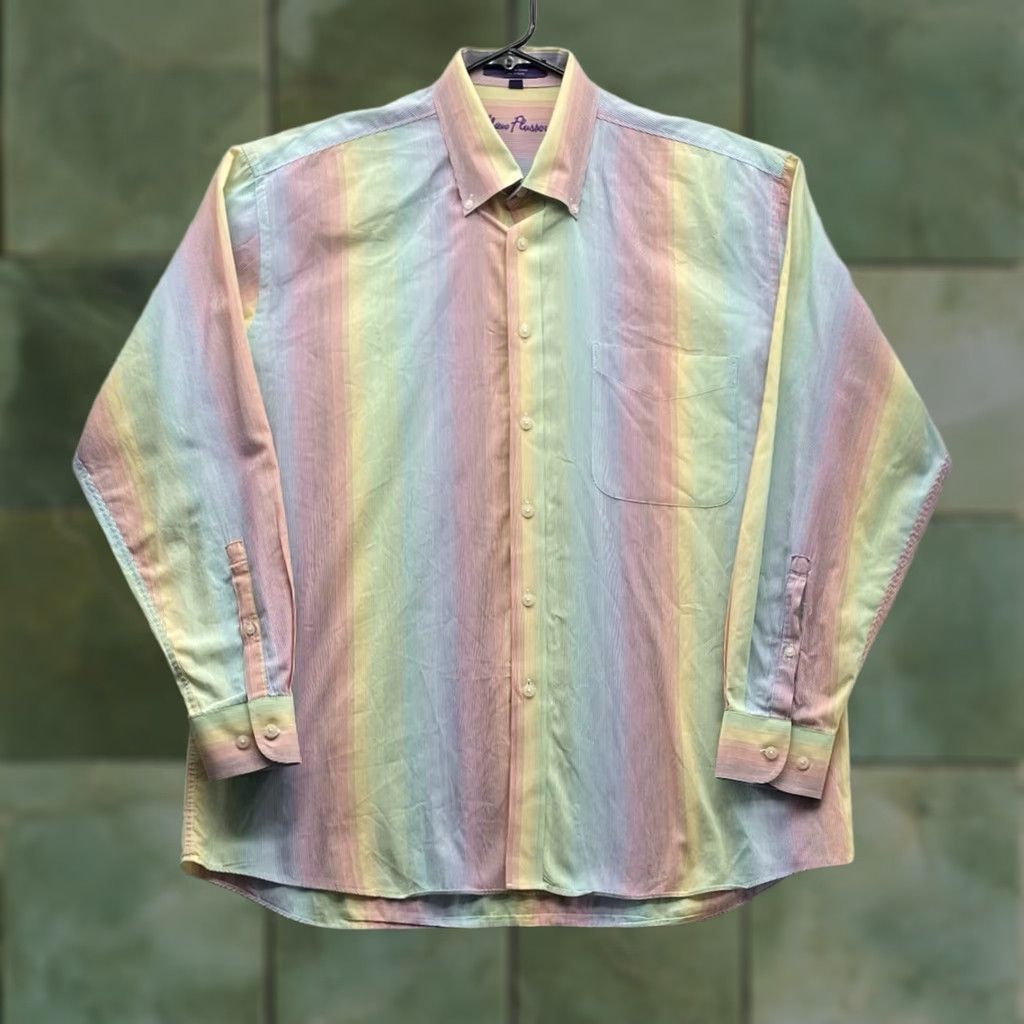 Rainbow Alan Flusser Shirt Mens L Multicolor Striped Colorful Preppy Button-Up Casual Golf Size US L / EU 52-54 / 3 - 1 Thumbnail