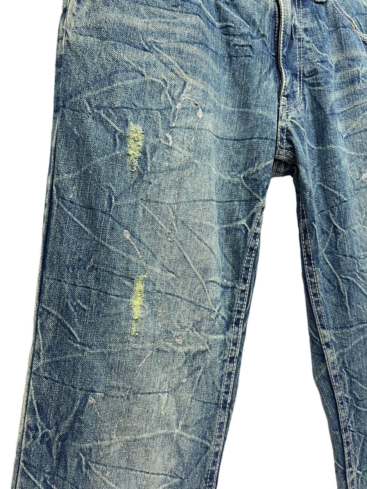 Japanese Brand NYLAUS Punk Whiskered Distressed Glitter Splash FLARE Denim Size US 30 / EU 46 - 9 Thumbnail